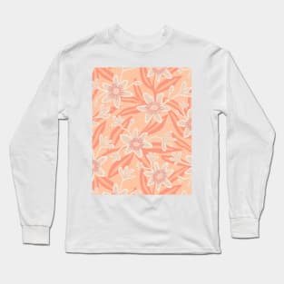 Abstract passiflora flowers in peach fuzz Long Sleeve T-Shirt